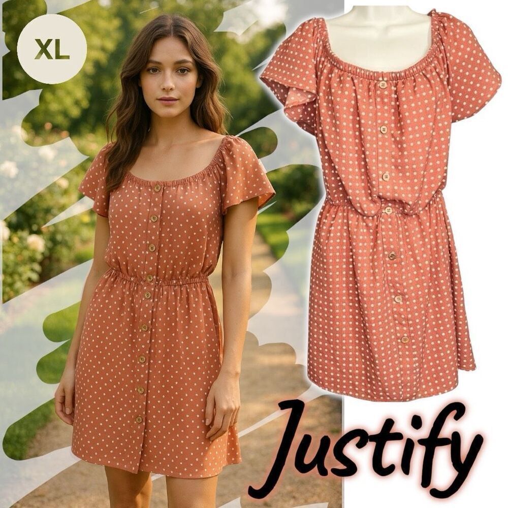 Justify dusty rose off shoulder dress XL Polka Dots Summer Pullover